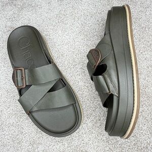 Chaco Townsend Platform Slides Shoes Green 9